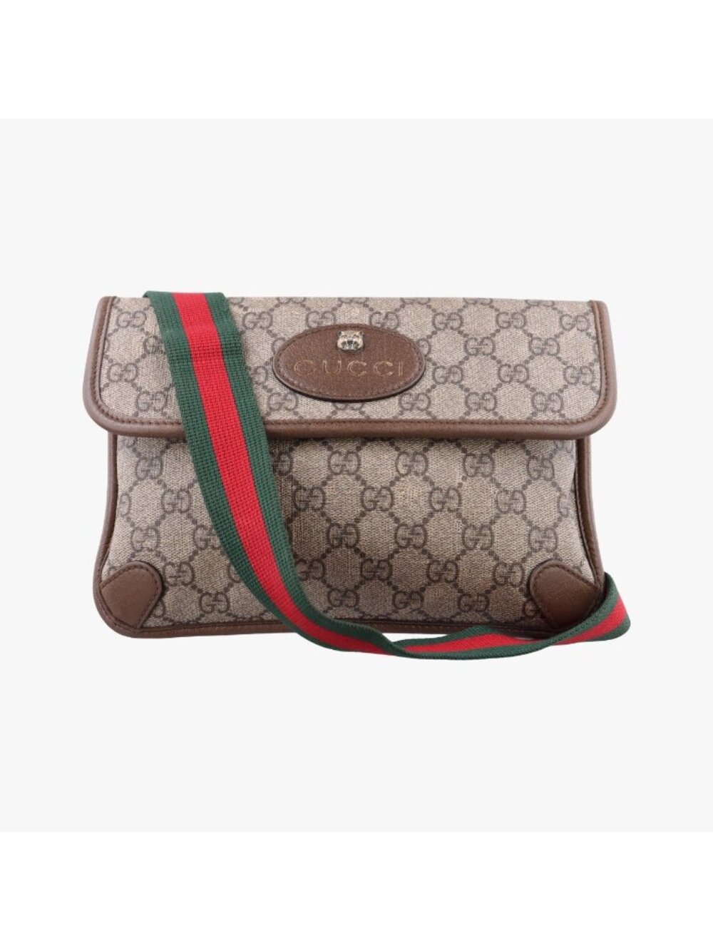Gucci Neo Vintage GG Supreme Beige Brown Leather Handbag